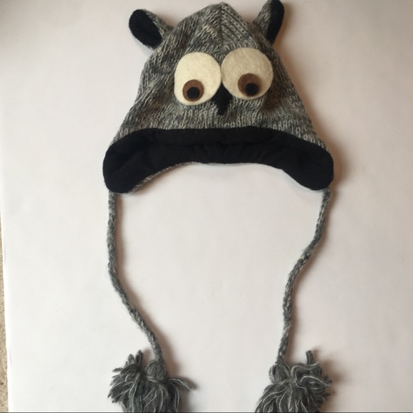 Kids 100% Wool Owl Hat - Picture 2 of 6
